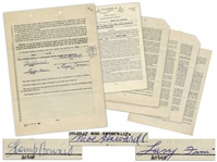 The Three Stooges Signed Agency Contract From 1951, With Shemps Signature